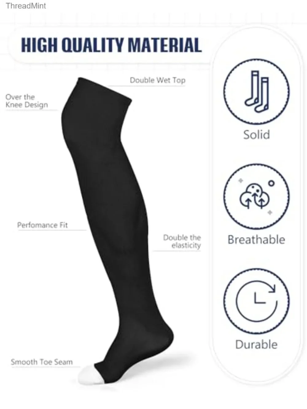 Over Knee Athletic Socks 2 Pairs Baseball Softball Football